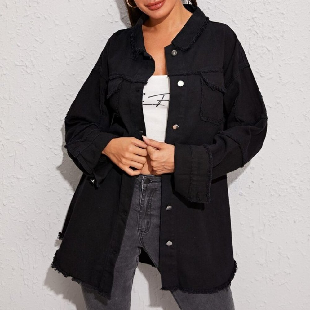 BLACK DENIM JACKET ROCK & ROLL - Picture 6 of 16